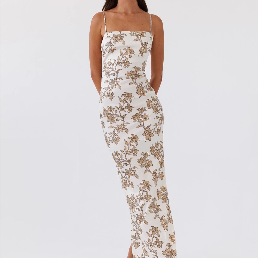 Peppermayo Floral Print Satin Maxi Dress NWT US 2